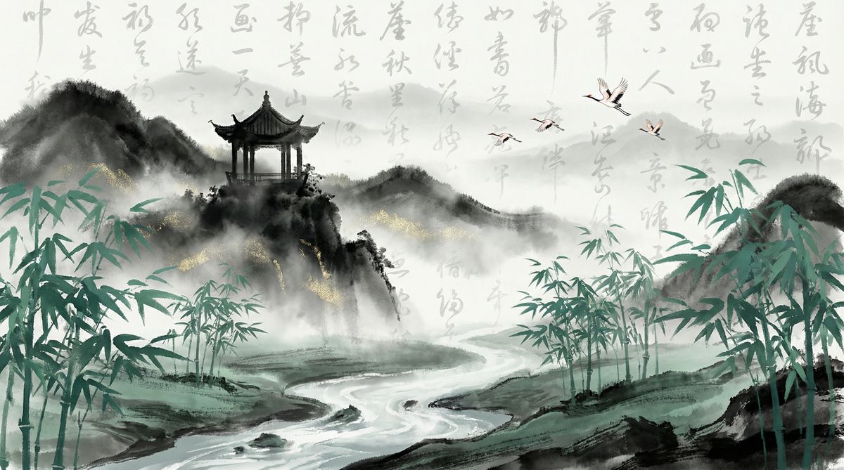 蘑菇视频水墨山水东方意境视频